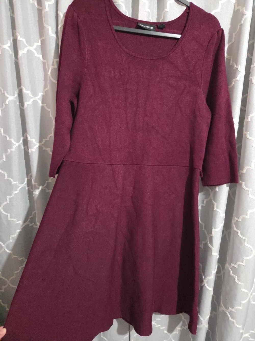 Nina Leonard Fit & Flare Knit Sweater Dress Purple XL